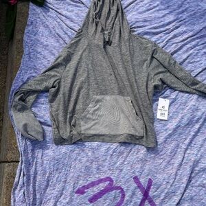 Nine West women's Heather Gray Hooded Crewneck Sweater